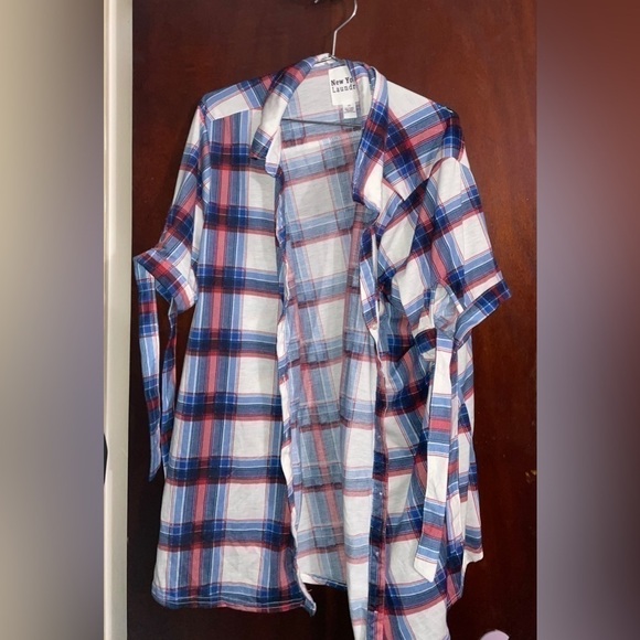 NEW York Laundry Plaid Button Down Shirt Women’s XXL EUC - Picture 3 of 4